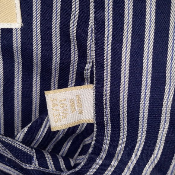 Michael Kors Men’s 16 1/2 34/35 Non Iron Blue Striped Button Down Dress Shirt - Picture 9 of 10